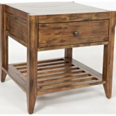 Beacon Street End Table in Warm Wood Finish w/ Slatted Shelf